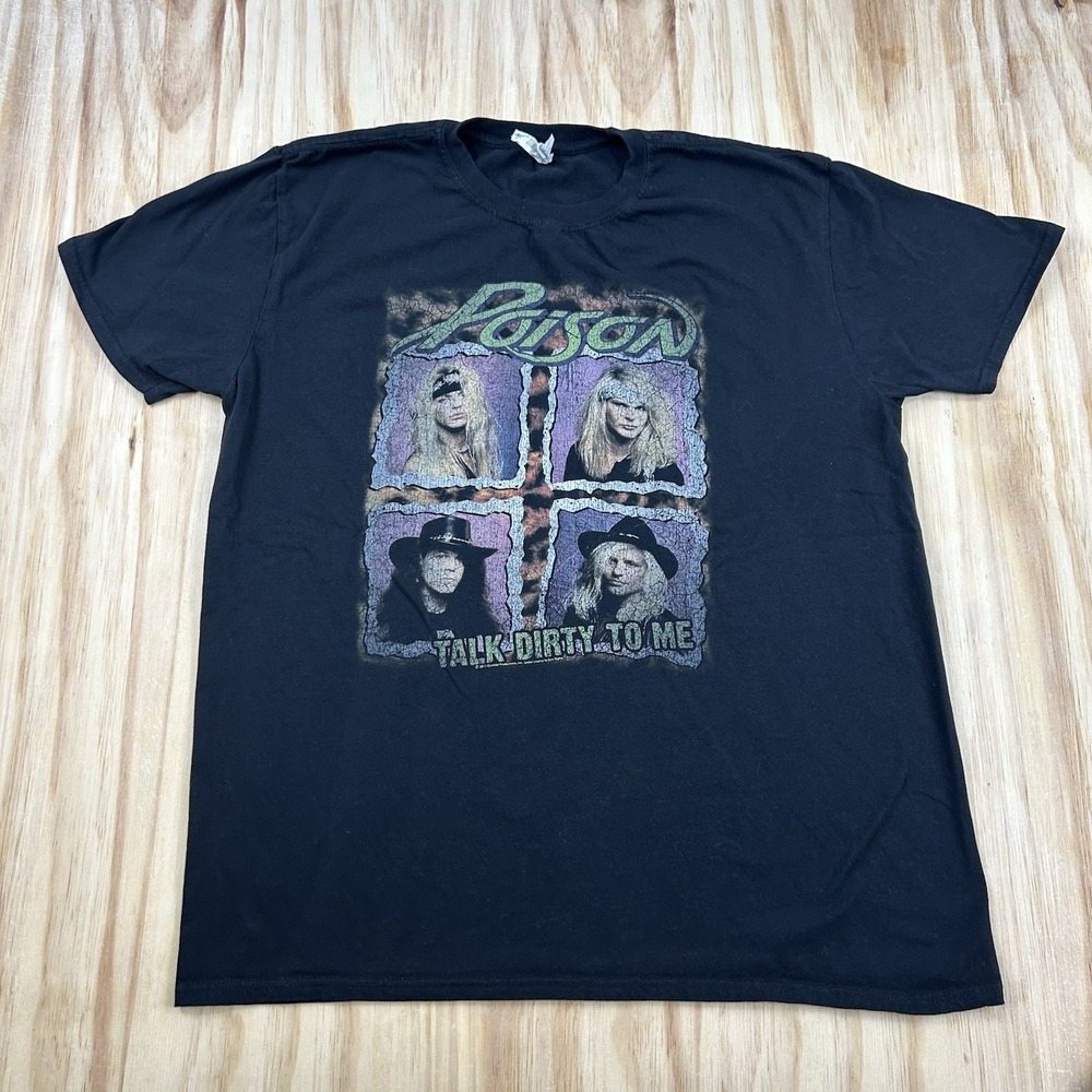 Poison Talk‎ Dirty To Me Band T-Shirt Size XL Black Glam Metal Rock Tee Gildan